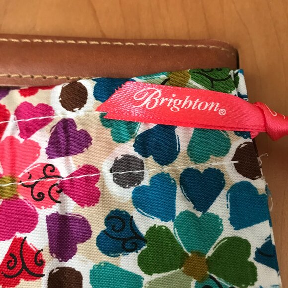 Brighton Multi-Color Heart Flowers Jewelry Pouch w/Pink Logo Ribbon Drawstring - Picture 4 of 5